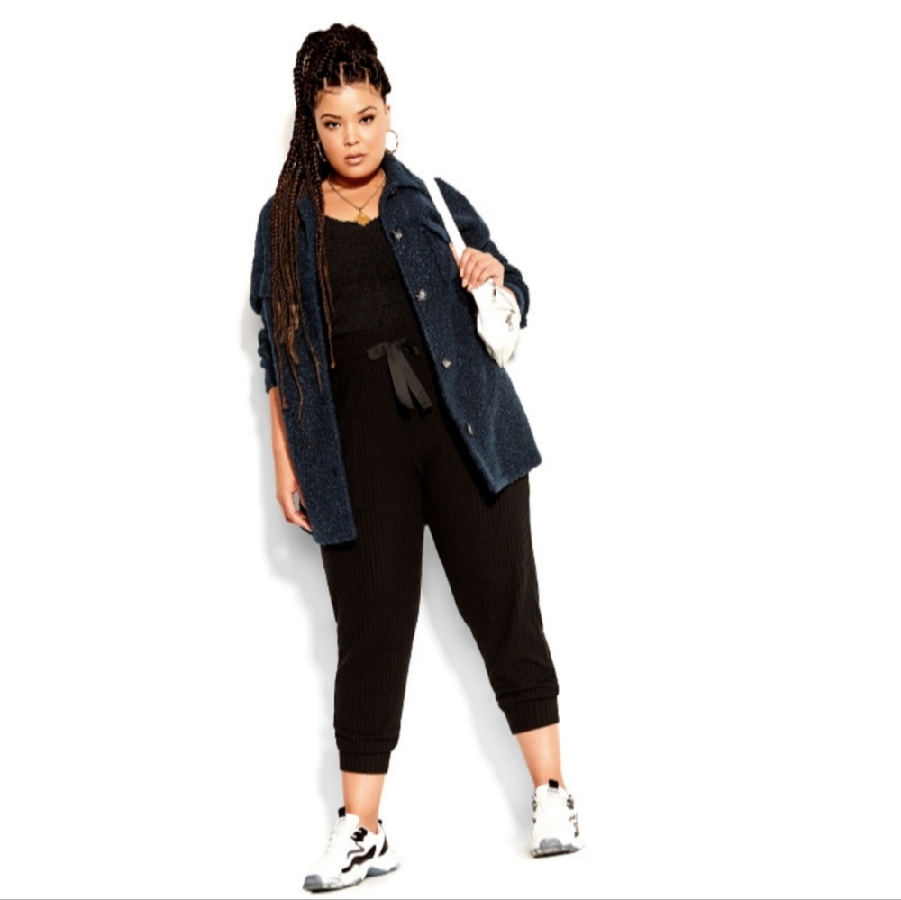 NWT City Chic CCX Teddy Shacket Steel Blue Size 14